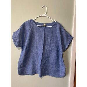 L.L. Bean 100% Linen Top Boxy Lightweight Summer Preppy Nautical Women Size XL
